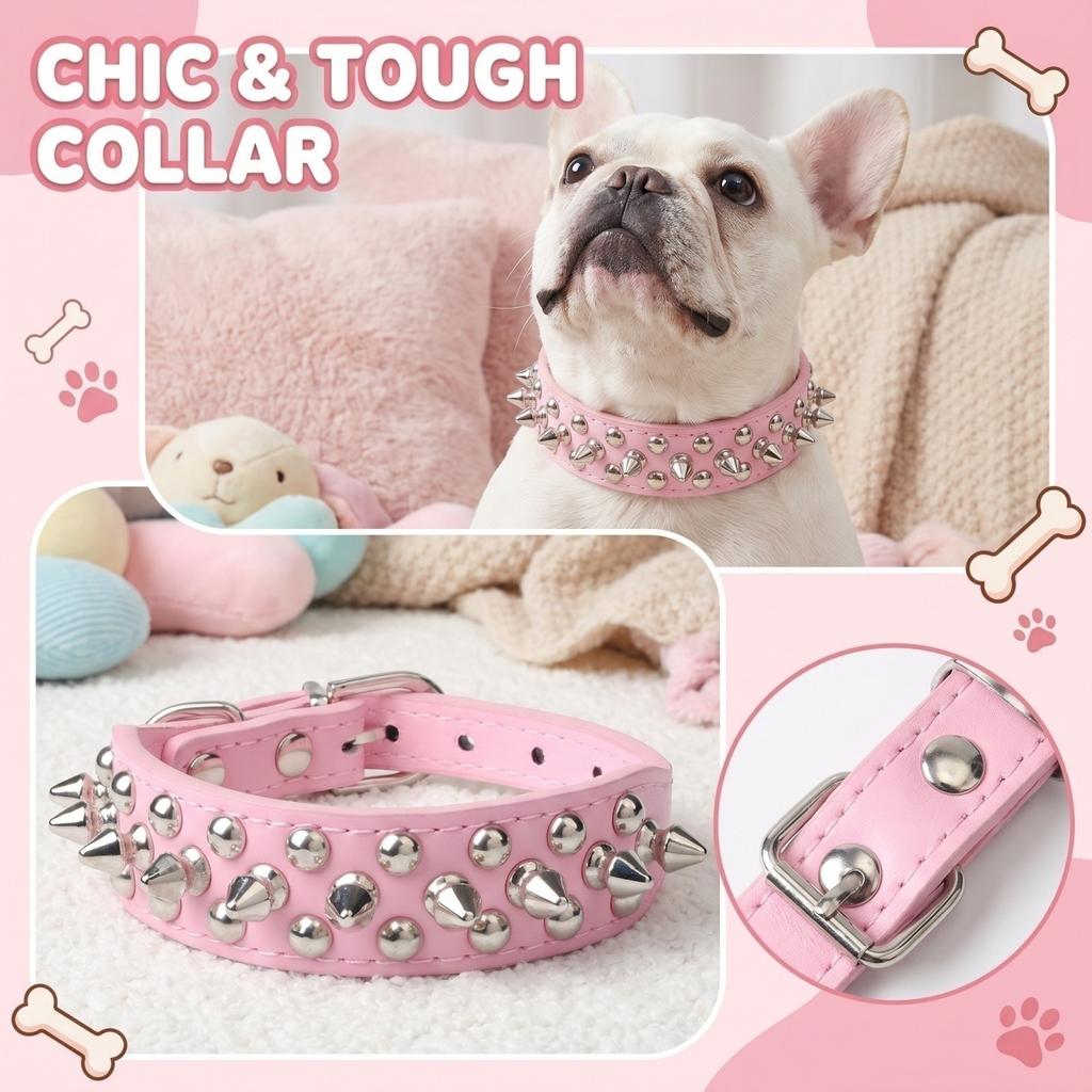 Dog Collar with - Rivets for Large and Small Dogs Pet Training Collar