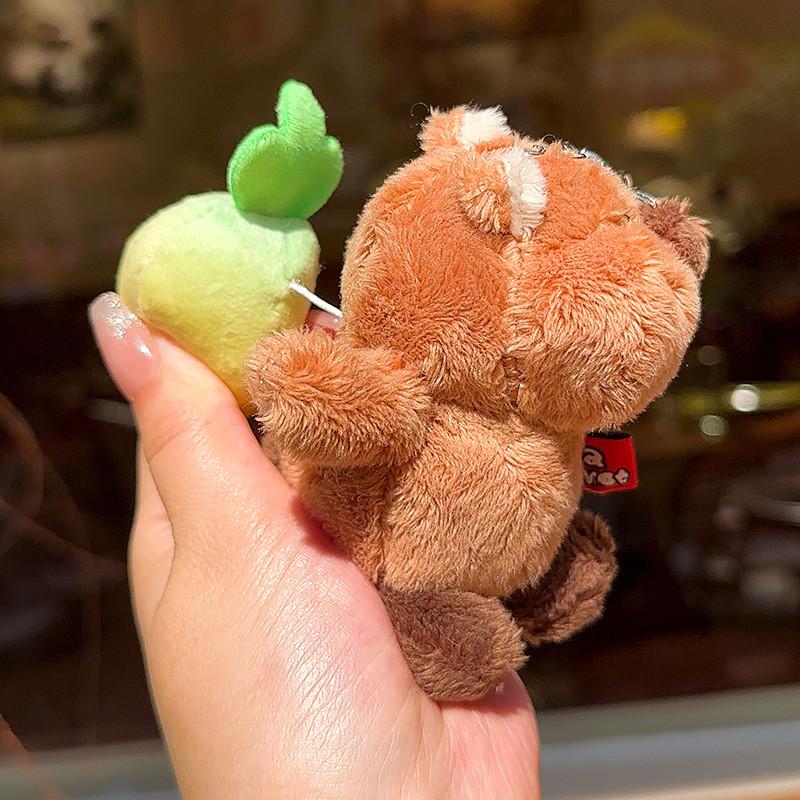 

Ural Ground Dried Squirrel Plush Keyring With Pulling Carrot Toy Gift For Brown Back Yellow