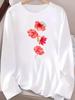 (Asian Size) Flower Trend Cute Fashion Print T Shirt Autumn Winter Spring Casual Tee Women Clothing Top O-neck Graphic Long Sleeve T-shirts