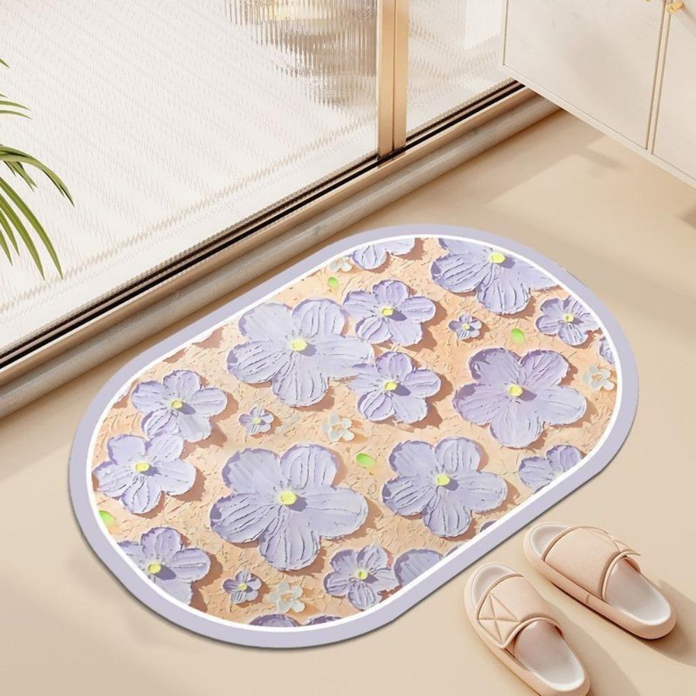 2 stücke Blume Toilette Rutschfeste Matte Toilette Tür Saugfähigen Badezimmer Schmutz-beständig Kieselalgen Schlamm Kissen