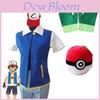 Pokemon Ash Ketchum Cosplay Kostüm Komplettset Erwachsene Jacke Handschuhe Hut Halloween Hohe Qualität Elastisches Weiches Polyestermaterial