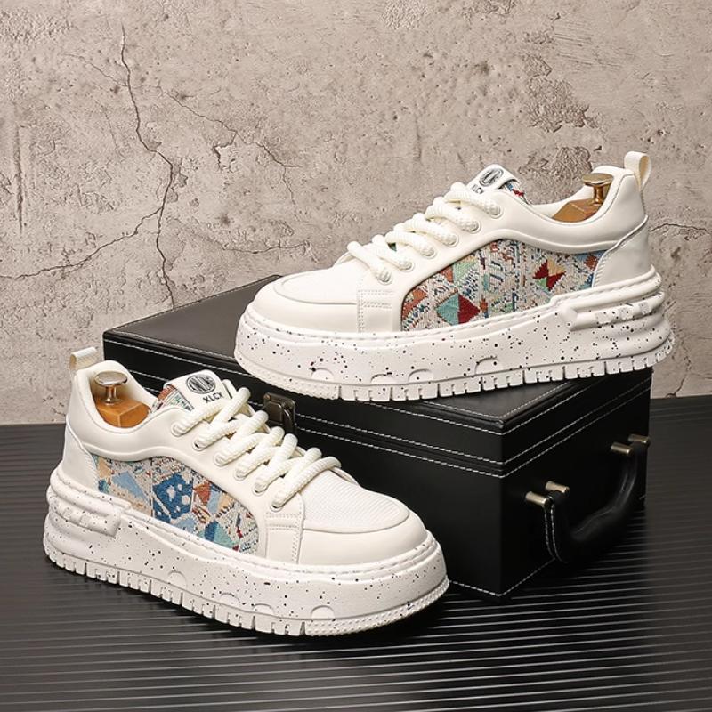 Fashion Trendy men's shoes, embroidered breathable mesh casual shoes, men's fashionable and versatile thick-soled board shoes b28