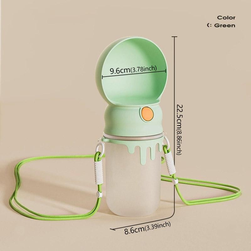 

320ML Pet Supplies Portable Dog Water Cup Leak Proof Bottle Animal Travel OutdoorCup Strip Puppy Water Container Cat Feeder Bowl зелений