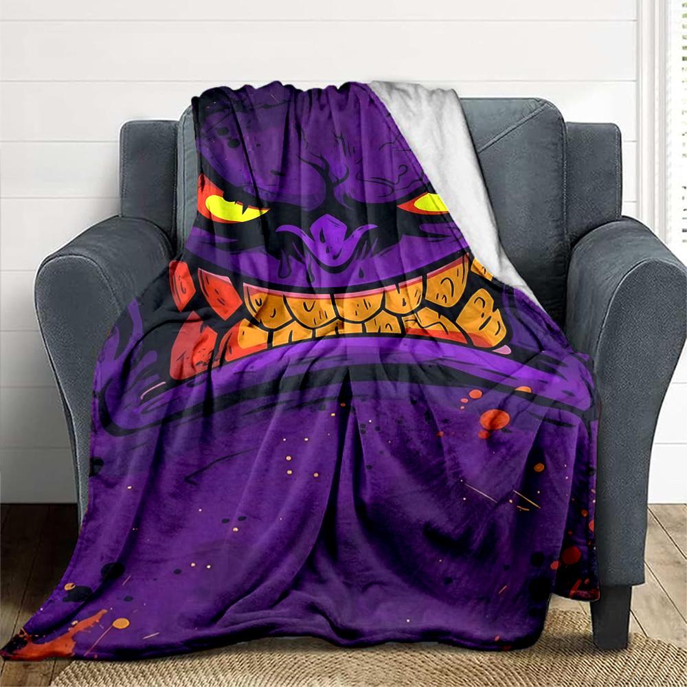 1pc Monster Night Blanket, Lightweight Flannel Throw Blanket For Sofa, Bed, Travel, Camping, Living Room, Office, Couch, Chair, And Bed