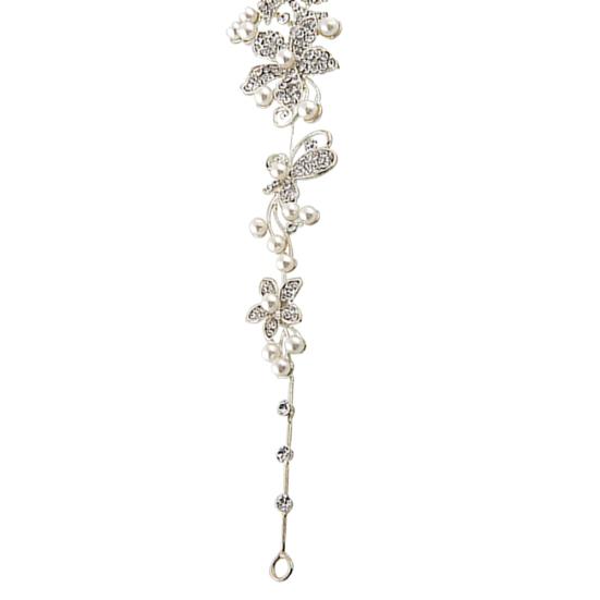 Bridal Wedding Party Crystal Rhinestone Faux Pearl Flower Headband Hair Band