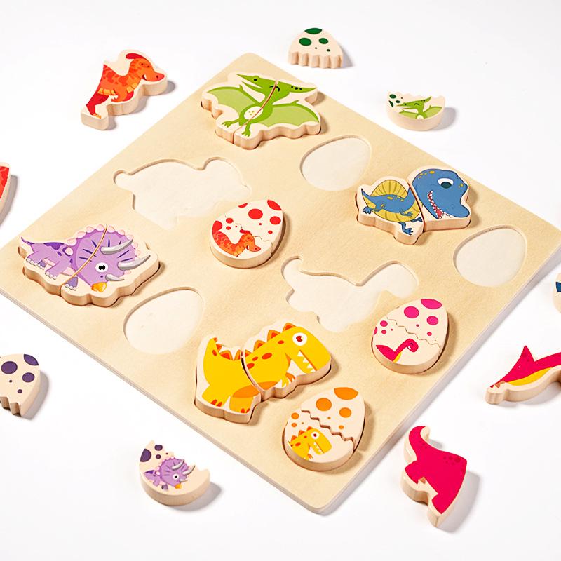 3D Wooden Dinosaur Egg Layered Puzzle for Kids - Educational and Fun Grasp Toy