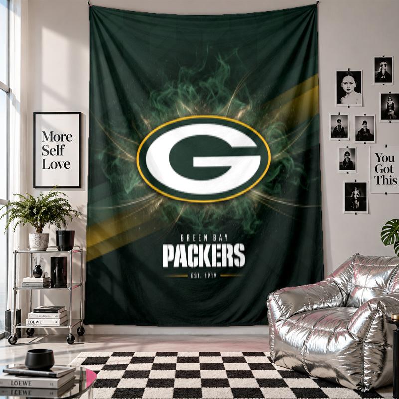 Green Bay Packers Wall Tapestry Home Decor Wall Hanging Cloth for Bedroom Living Room Background