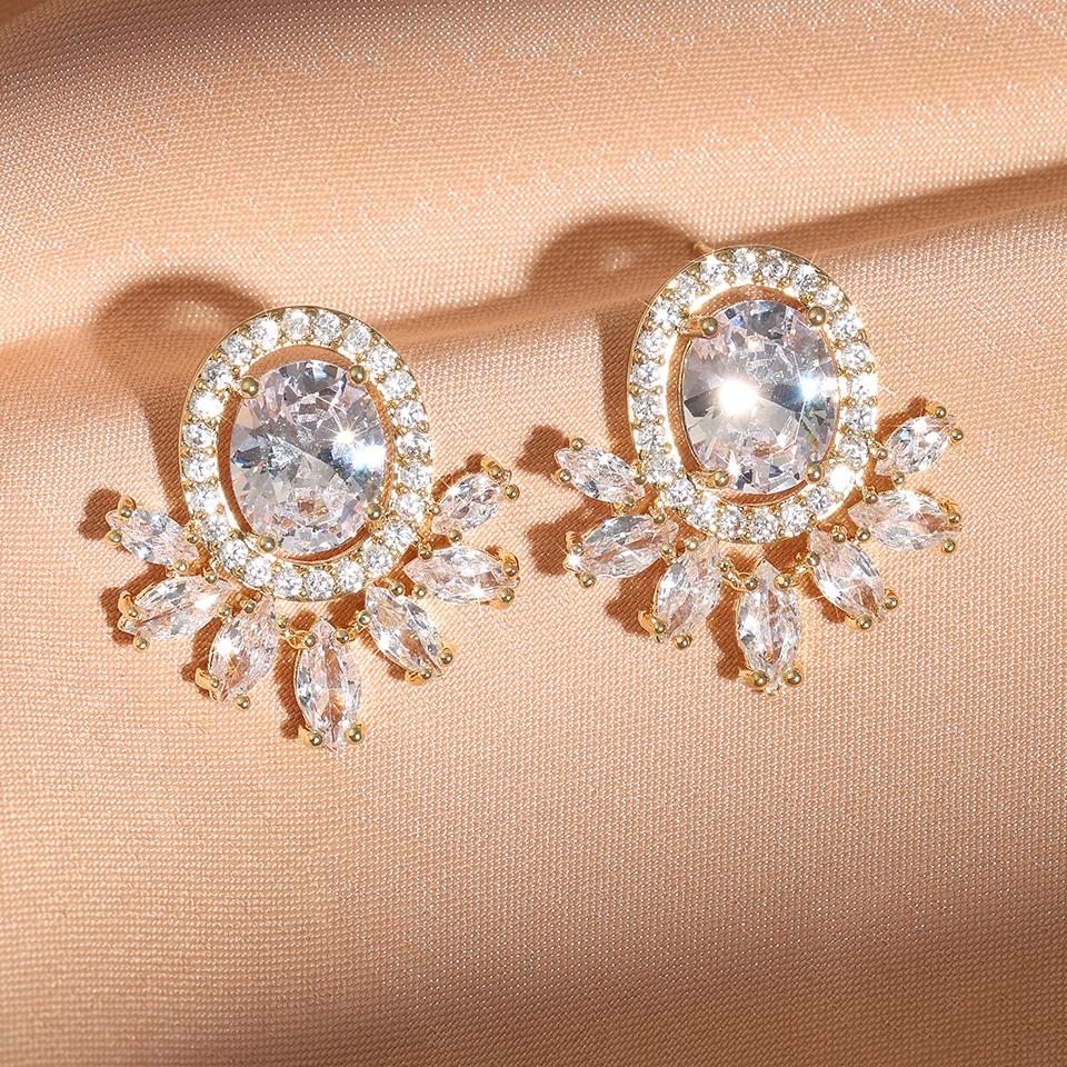 

ZAKOL Роскошные Геометрические Серьги-пусеты с Кубическим Цирконием AAA, Сверкающие Эллипсовидные Кристаллы CZ, Свадебная Вечеринка, Циркон для Женщин