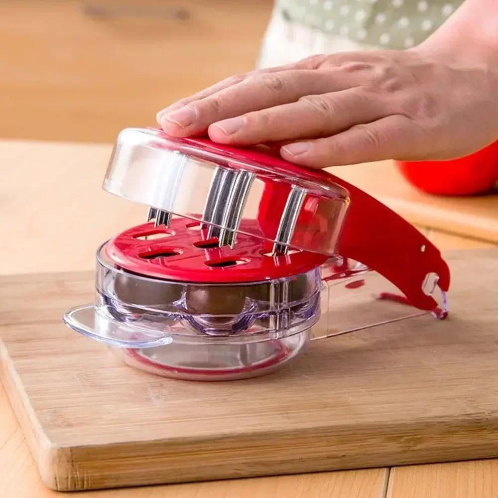Snocciolatore per ciliegie in acciaio inossidabile, spremi-nocciolino portatile, con 6 fori, utensili multiuso per la snocciolatura del nocciolo della frutta
