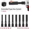 1/2 Drive Socket Wrench Hex Socket Head 8-19Mm Socket Head Tire Removal Tools Adapter Spanner Converter