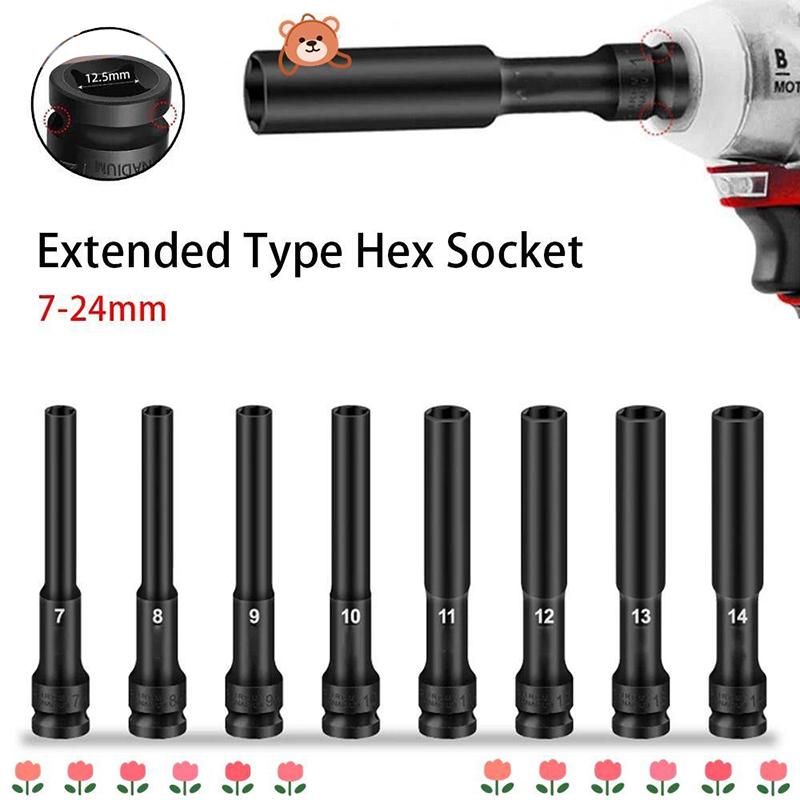 1/2 Drive Socket Wrench Hex Socket Head 8-19Mm Socket Head Tire Removal Tools Adapter Spanner Converter