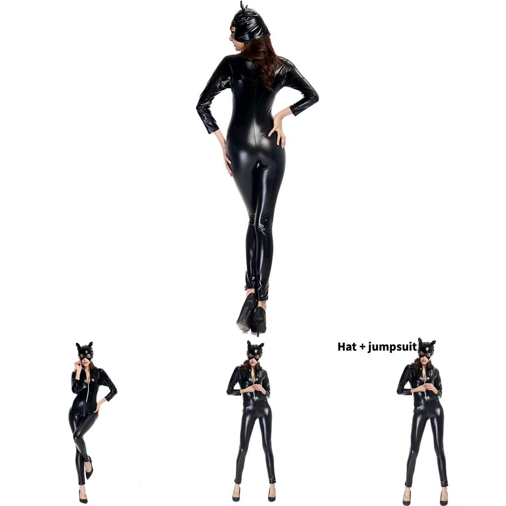 Costume da Ragazza Gatto in Pelle a Tema Gioco per Unisex Festa di Halloween Cosplay