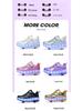 Children's Purple and White Convertible Four-Wheel Roller Shoes with Double-Wheel Hidden Skates