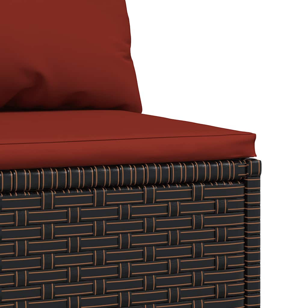 Garden Center Sofa with Cushions 2 pcs Brown Poly Rattan