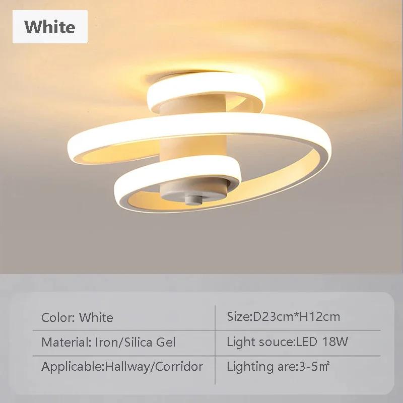 Modern LED Ceiling Light Black/White Spiral Line For Living Room Bedroom Hallway Aisle Entrance Study Indoor Lighting Fixtures