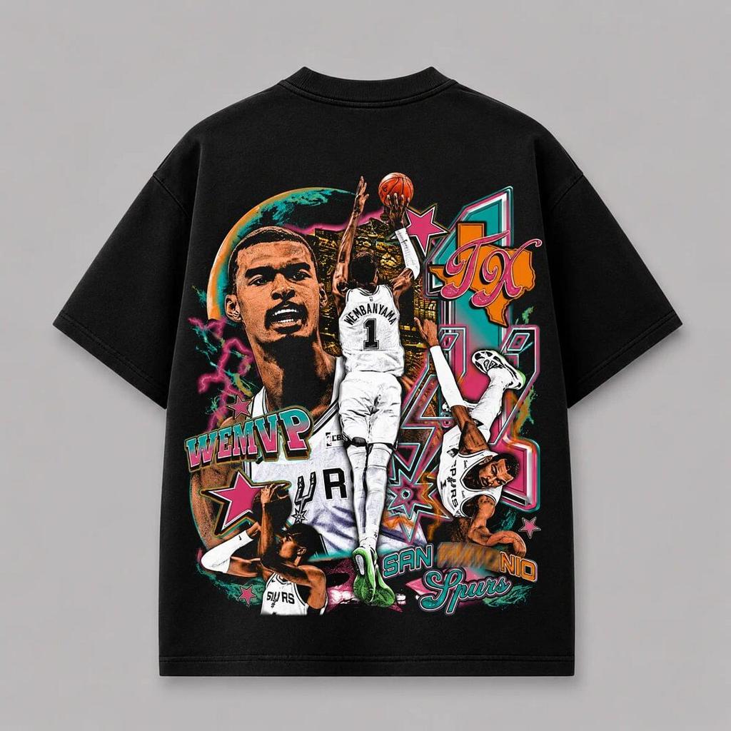 Wembanyama 'The Alien' T-Shirt Oversized Y2k Men Women Cotton Short Sleeved Streetwear Harajuku Female Male Clothing