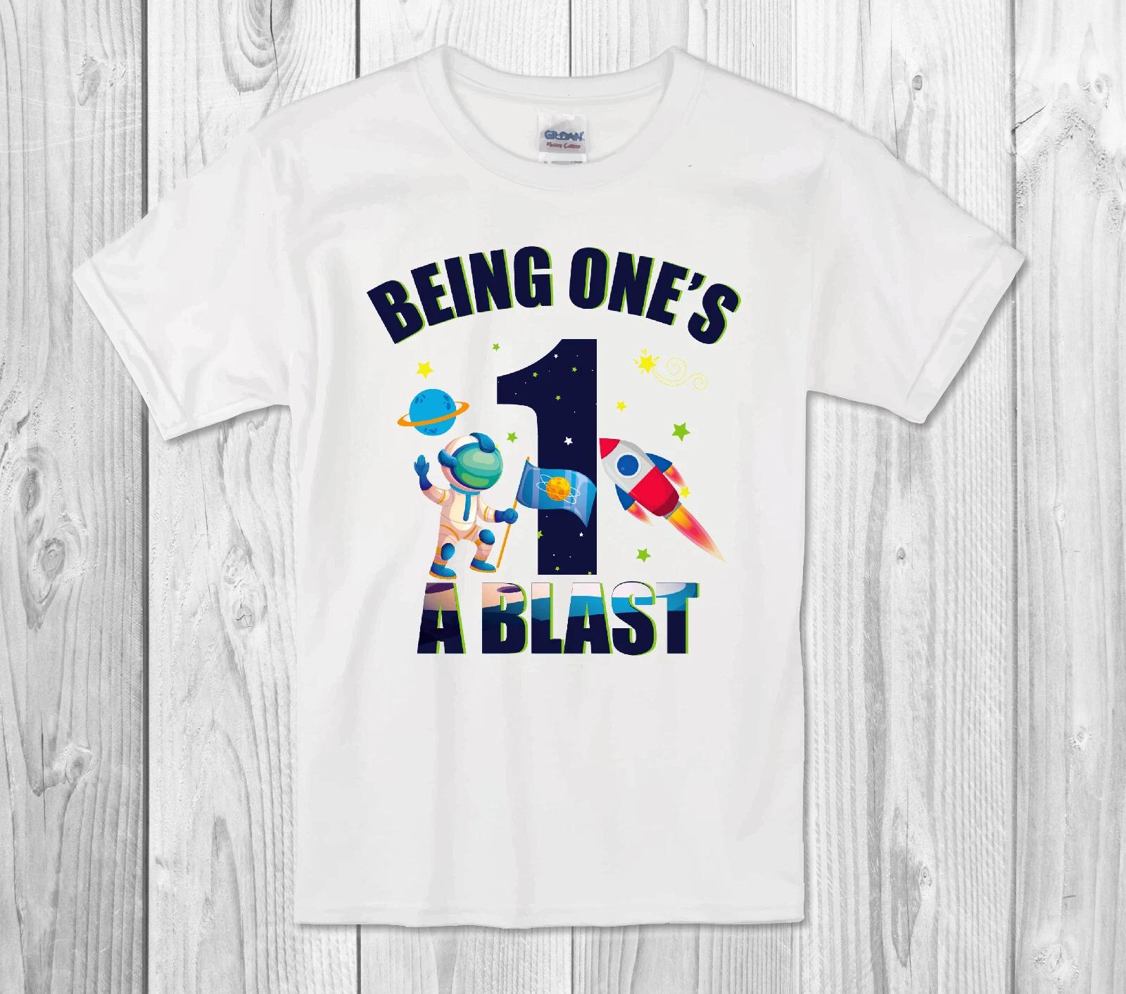 Birthday Outer Space Theme children s Boys Baby Children T-shirt ANY AGE /planets/rocket/astronaut 160
