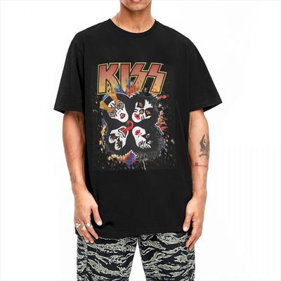 Herren Kiss Band T-Shirts Rock and Roll 100% Baumwolle Oberteile Sommer Y2K Lustig Kurzarm Rundhals Trendiges Freizeit T-Shirt