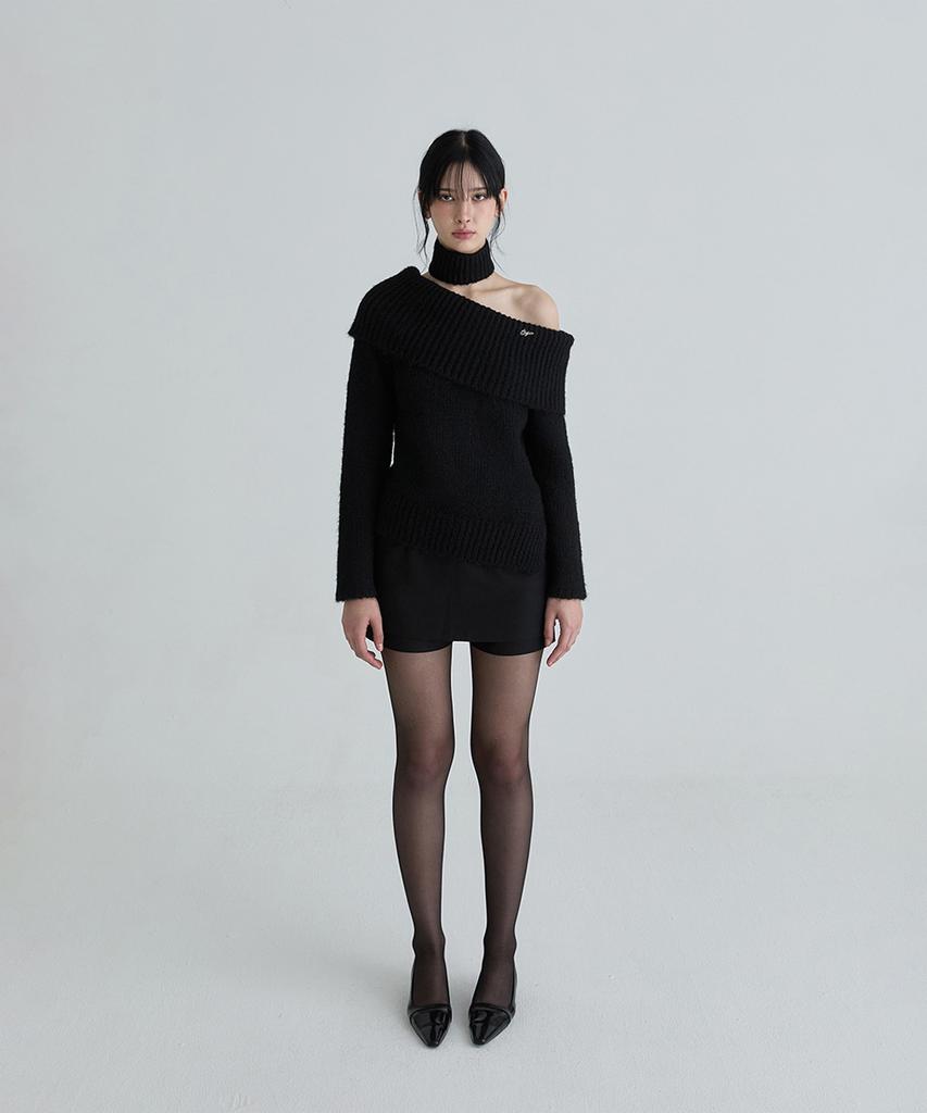 NOT YOUR ROSE Scarf Symbol Knit Set (Black)