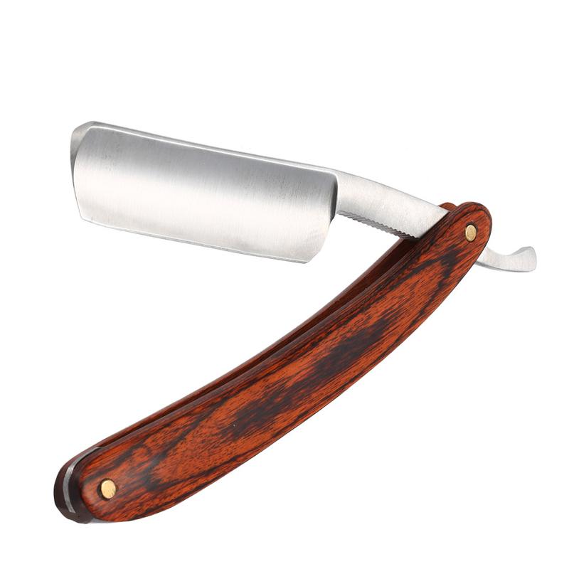 Men Shaving Straight Razor Beech Wood Handle Classic Barber Razors Carbon Steel Blade Manual Shaver