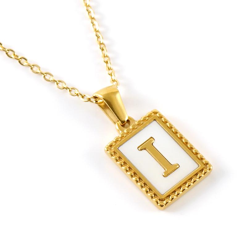 18K Gold Stainless Steel Letter Pendant Necklace – European and American Style Titanium Steel Clavicle Chain for Women