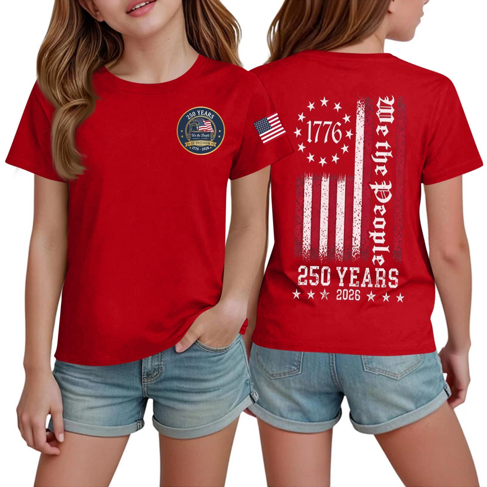 

Kids Independence Day Printed Crew Neck Short Sleeve T-Shirt Casual Top for Boys and Girls Soft Cotton Fabric Comfortable Fit 130