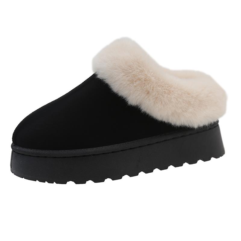 

fashion Plus Size Fashion Fluffy Snow Boots Women Winter Thick Sole Plush Warm Cotton Shoes Woman Slip On Platform Faux Fur Ankle Boots 43 чорний