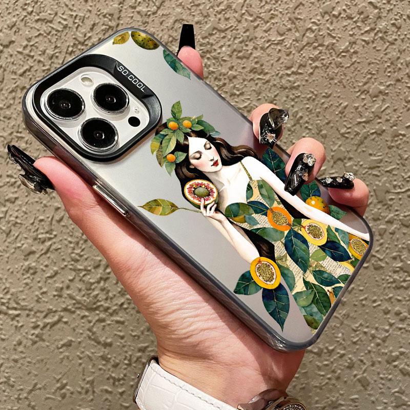 Pretty Classical Young Girl Laser Phone Case For IPhone 13 12 Mini 11 Pro Max 16 15 14 Pro Max Plus Fashion Minimalism Covers