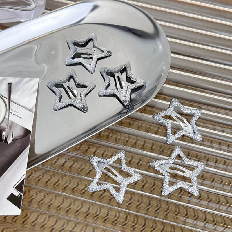 6pcs Fashion Sparkling Five-Pointed Star Hairpins Hair Duckbill Clip Sweet Hair Barrettes Fashion Hair Accessory Gifts