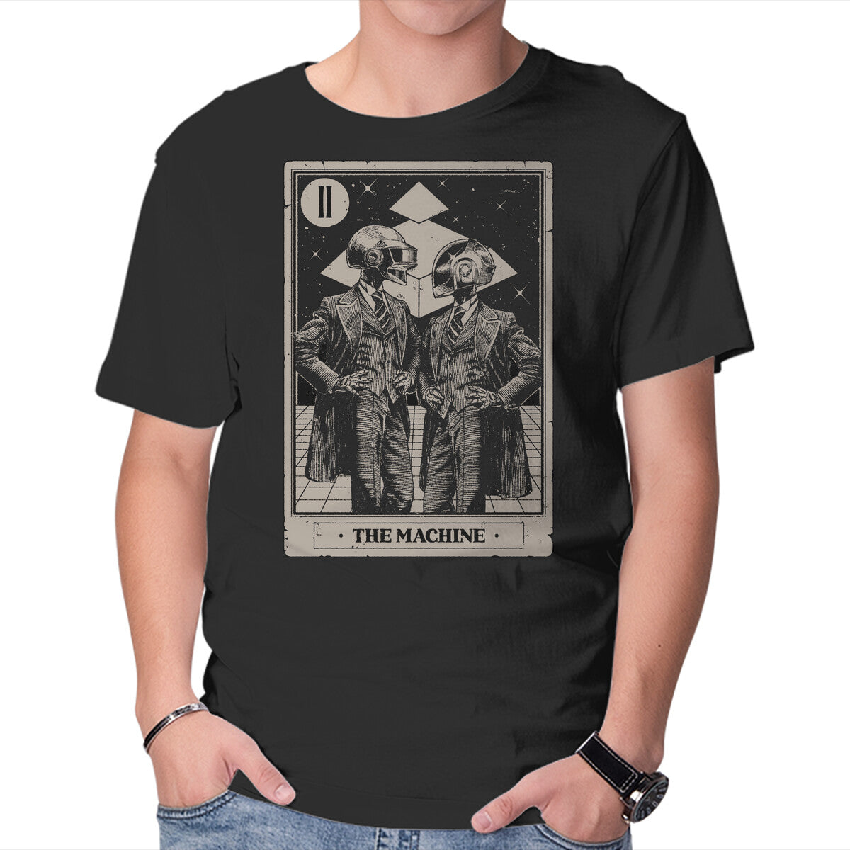Unisex Crew Neck T-Shirt The Machine Tarot Graphic Short Sleeve Casual Tee S