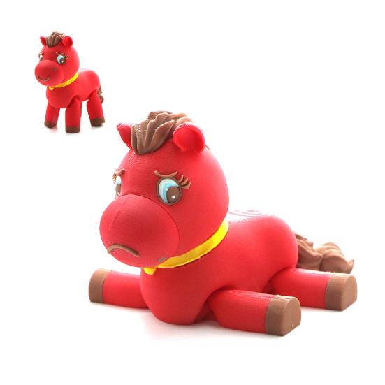 Cartoon Red Horse Figurine 2026 Year of The Horse Mascot Ornament 3D Printed Horse Fidget Toy Chinese New Year Decoration