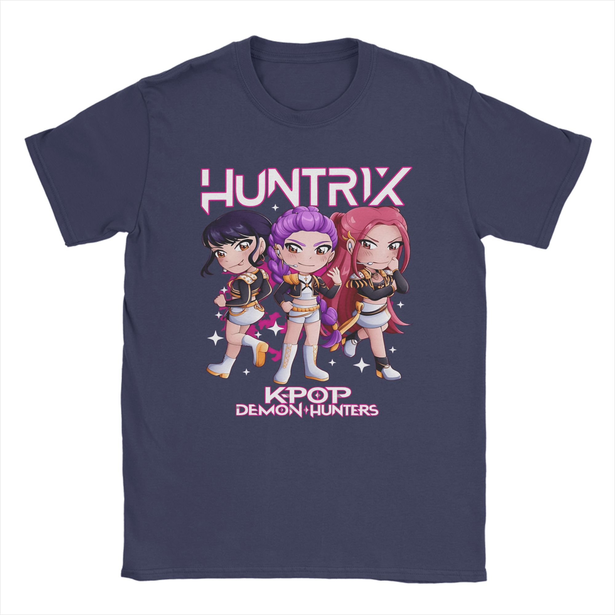 

Huntrix Kpop Demon Hunters Chibi Squad Cotton T Shirt For Men Beach Vintage T-Shirts Comfortable Hip Hop Tee Shirt Oversize Tops 4XL