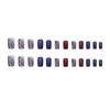 Navy Blue Glitter Star Wearable Nails, Medium Short Square - Trendy Detachable Finished Manicure