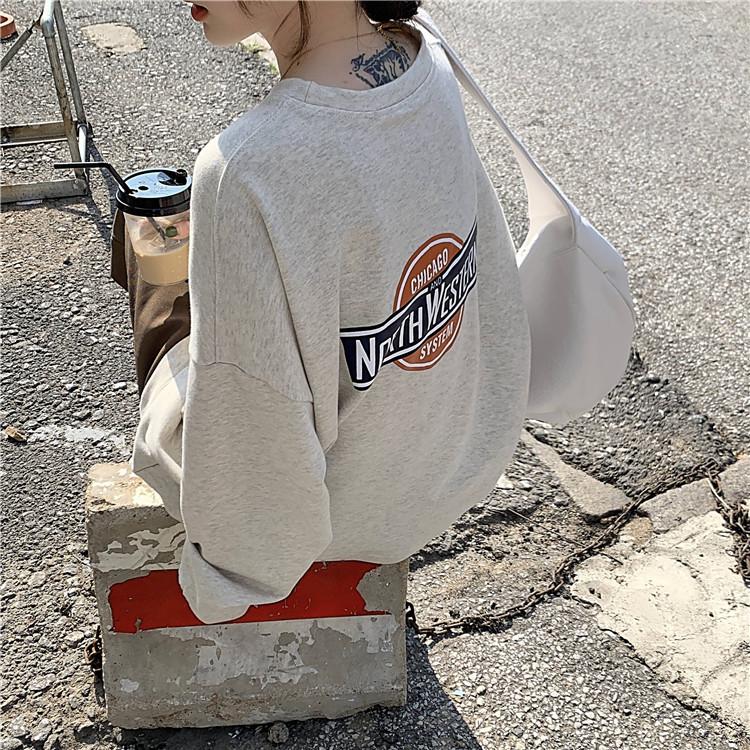 Dámské pulovry s dlouhým rukávem O Neck Volné Dámské topy Jednobarevné mikiny