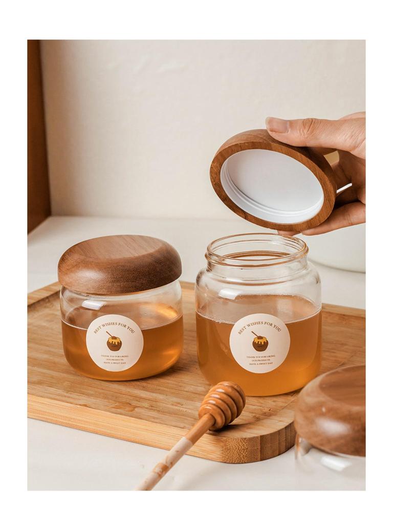 Luftdichtes Glasvorratsglas mit Holzdeckel für Honig, Kaffeebohnen, Marmelade oder Trockenwaren