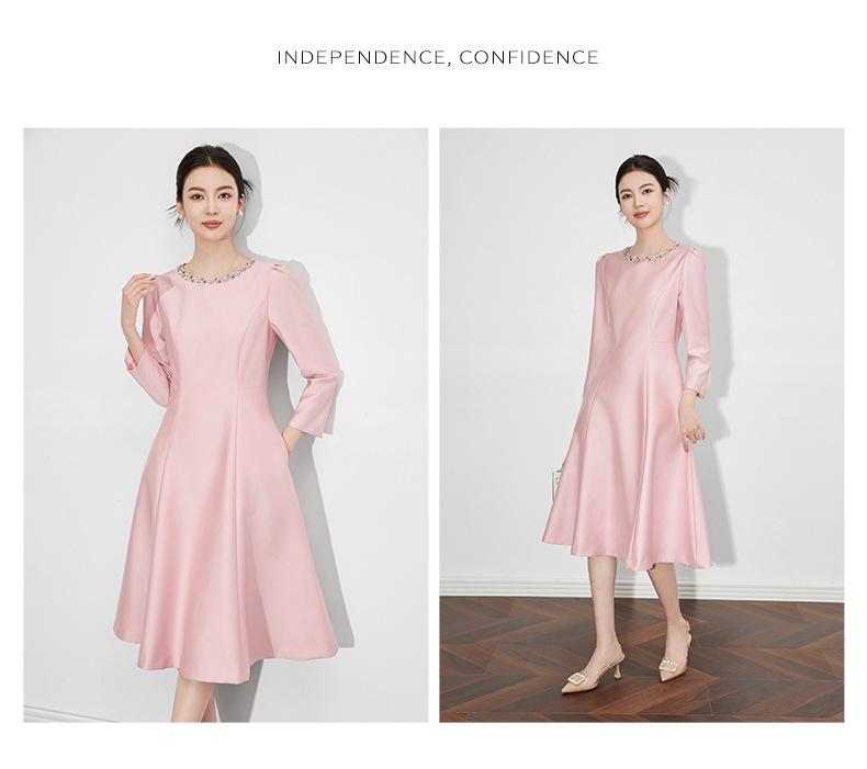 Elegant A-Line Evening Dress with Nail Beading and High-End Luster for Women