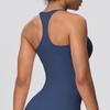 Solid Color Cross-Back Yoga Tank with Chest Pads - Quick-Dry, Fitted Sports Top