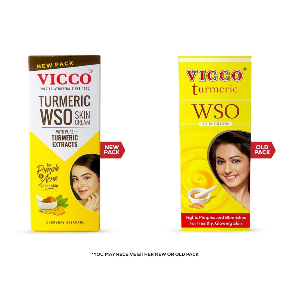 Vicco Turmeric WSO Cream 60g Pack of 3 Ayurvedic Skin Brightening Dark Spot Remover