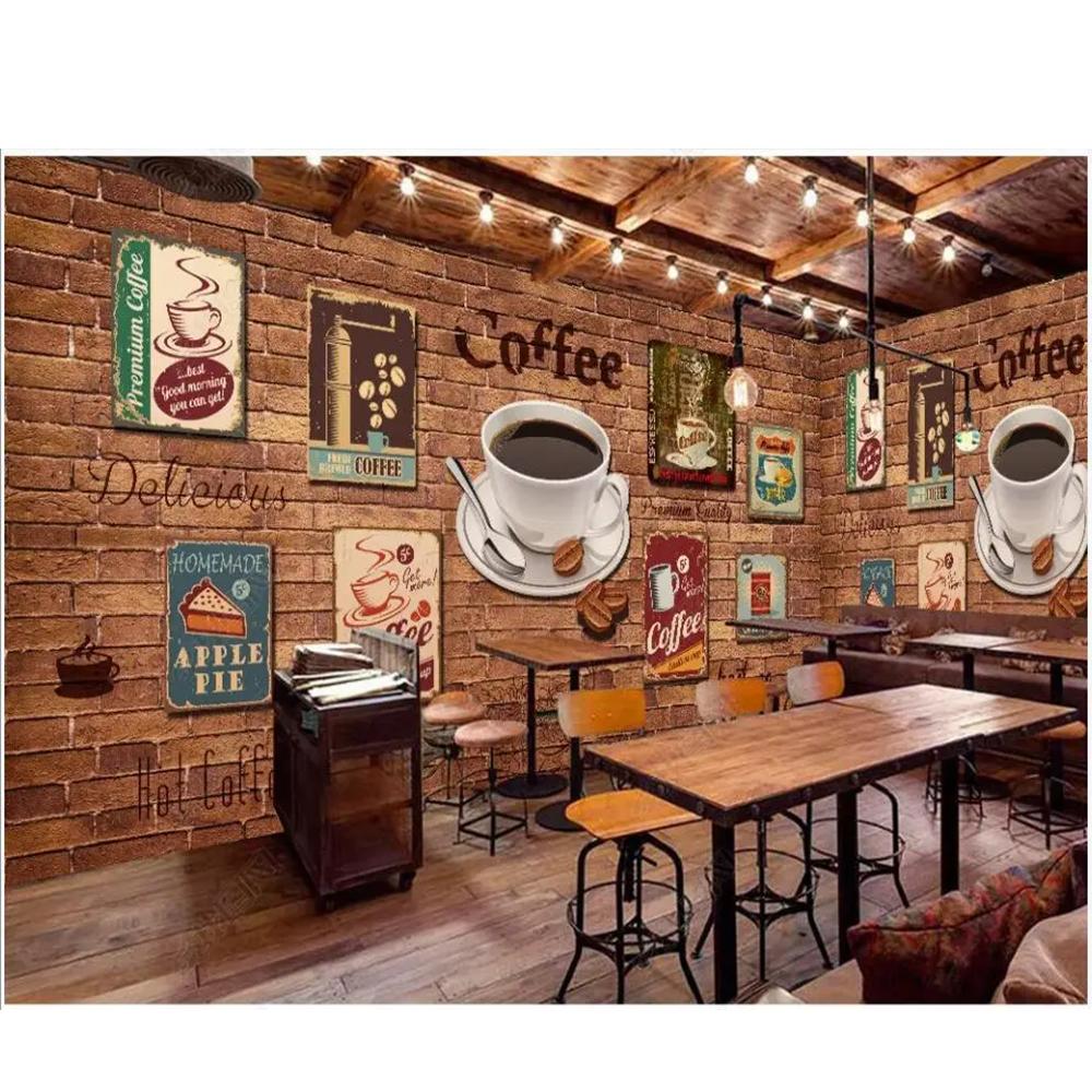 Hand Drawn Vintage Coffee Home Decor In The Living Room Custom 3d Photo Wallpaper