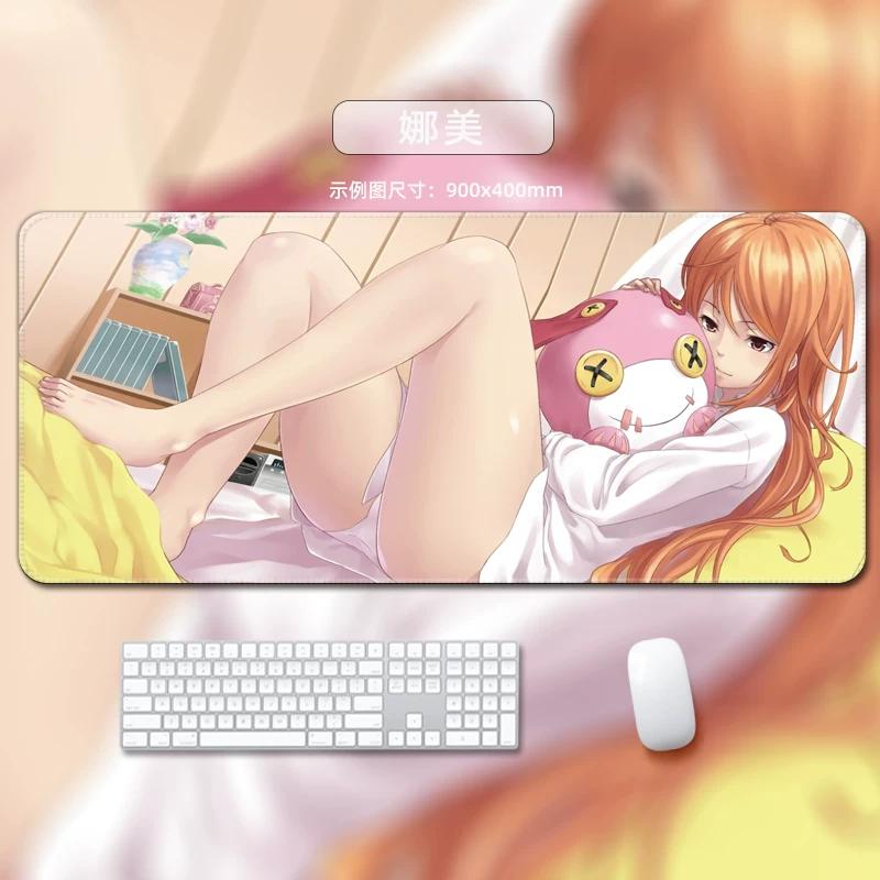 One Piece Leather Mouse Pad Oversized Small Office Gaming Keyboard Pad Desk Pad Bristle Bracelet Monkey D. Luffy Roronoa Zoro Decorative Desk Mat