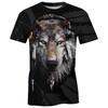 Men's 3D Printed T-Shirt Short Animal Wolf Print Sleeve O-Neck Pullover casual top