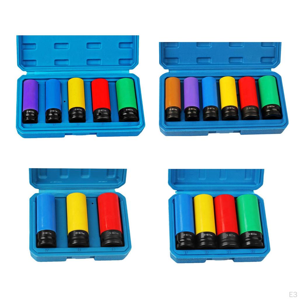 Sada objímek kol, Metrický ochranný náraz 17 mm, 19 mm, 21 mm 1/2 palcový pohon