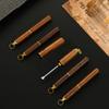 Portable Solid Wood Mini Ear Cleaner Keychains Ear Wax Removal Tool Earpick Cleaning Ears Ear Spoon Attached Key Ring With Cover