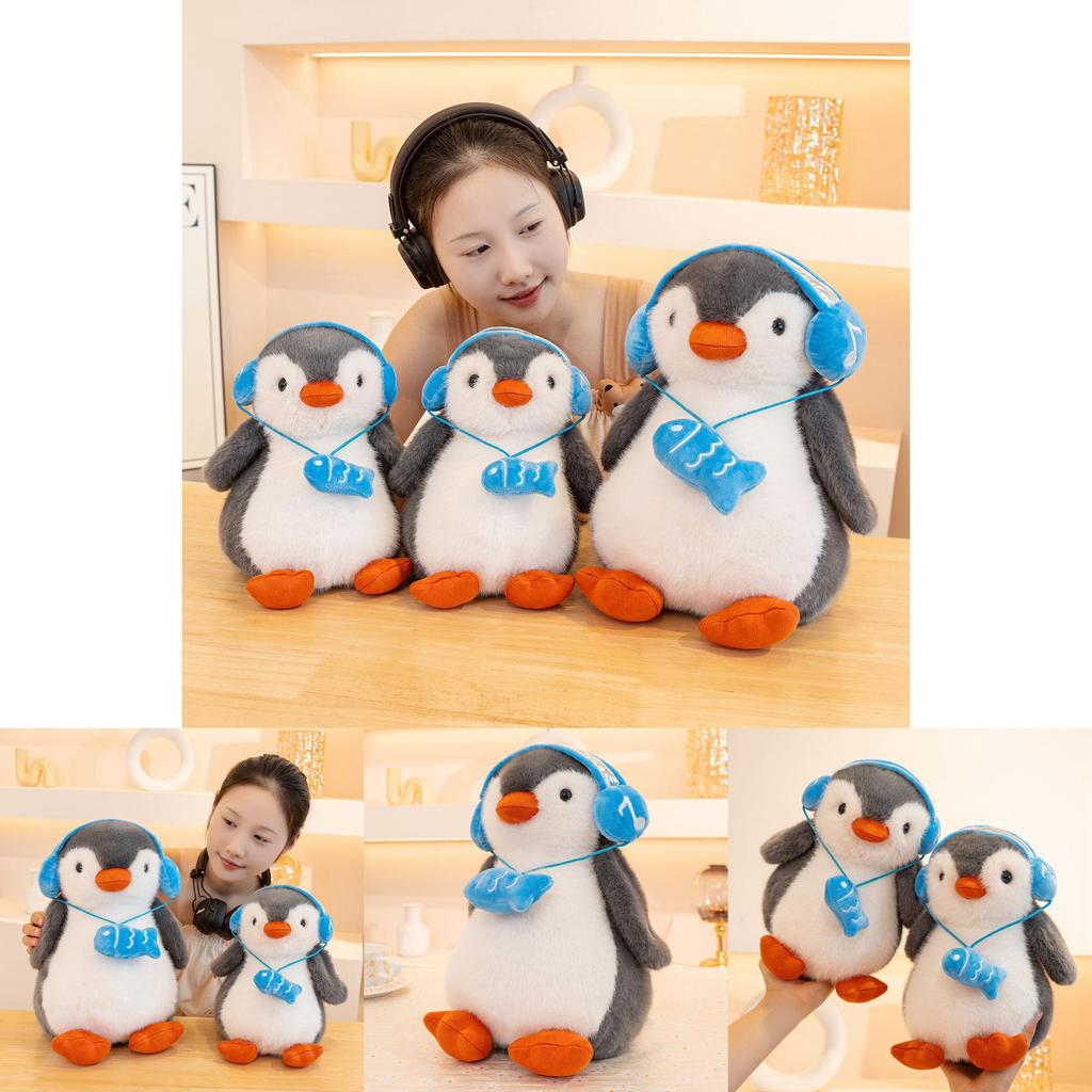 Earphone Penguin Plush Toy Cuddle Buddy For Kids And Teens Gift