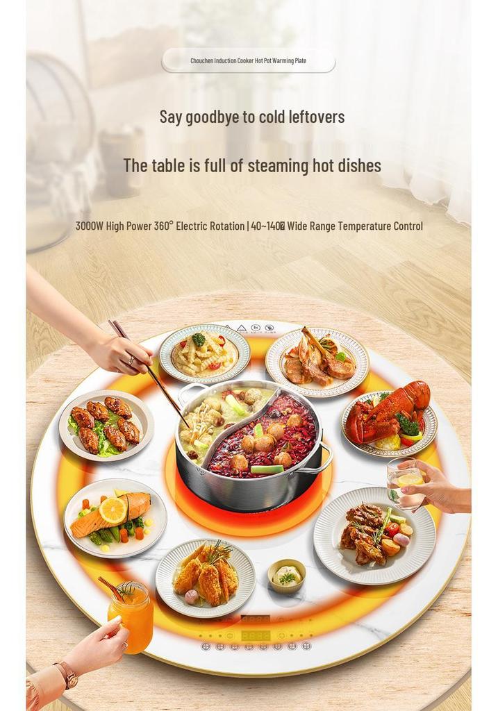3000W Smart Multi-functional Induction Cooker and Warming Board for Hot Pot, Rice, and Dishes