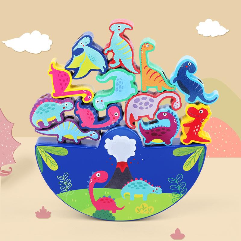 Colored building block children's toys baby zoo balance beam seesaw stack high building block kindergarten early education puzzle