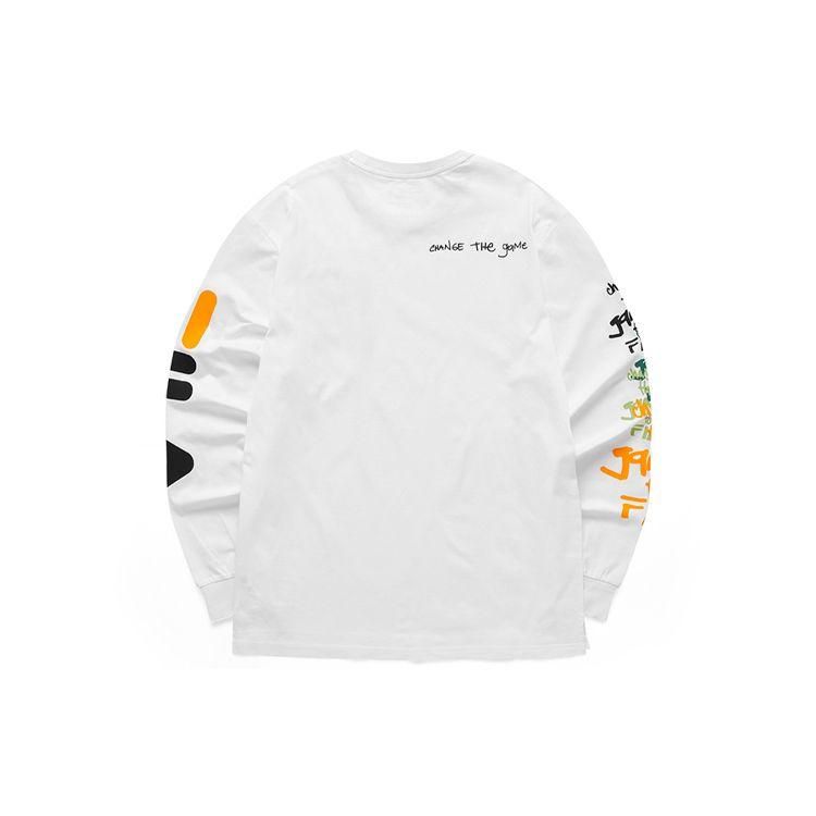 Fila Fusion Letter Logo Casual Sports Color Block Loose Knit Long Sleeve T-Shirt Men T-Shirts White T11M123201F-WT