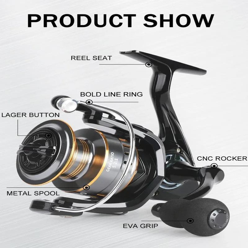 New Professional Ultralight 1000~7000 Series 5.2:1 Gear Ratio 26LB Max Drag CNC Metal Spool Spinning Fishing Reel for Freshwater and Saltwater