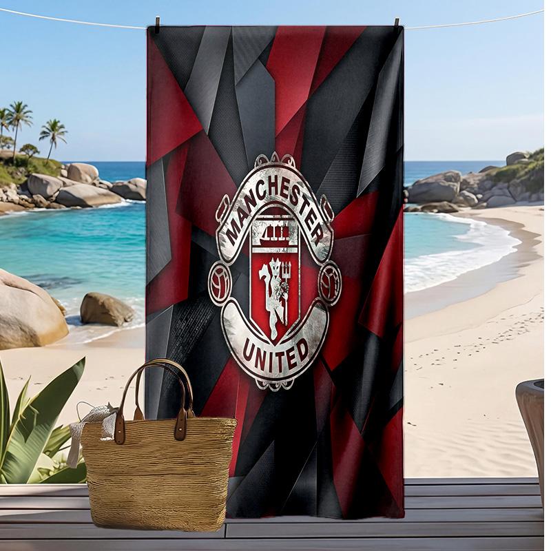 Manchester United Bedrucktes Strandtuch Schnelltrocknend Weiches Handtuch Tragbare Große Rechteckige Stranddecke für Reisen Schwimmbad