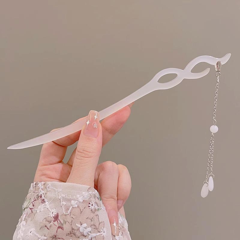 Elegant Retro Tassel Hairpin for Hanfu Updo - Women's Chinese Style Metal Hair Clip